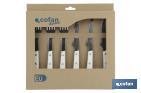 PACK DE 3 CUCHILLOS + 3 TENEDORES CHULETEROS | MODELO VITTORIO | COLOR BLANCO | HOJA DE ACERO INOX | HOJA DE 110 MM