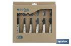 PACK DE 3 CUCHILLOS + 3 TENEDORES CHULETEROS | MODELO THYME | COLOR BLANCO | HOJA DE ACERO INOX | HOJA DE 110 MM