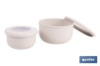 Set de 3 recipientes redondos con tapa | Capacidad: 100 ml, 250 ml, 500 ml | Material: PP + TPE | Colores aleatorios gris, marrón o blanco - Cofan