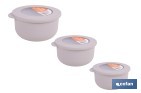 Set de 3 recipientes redondos con tapa | Capacidad: 100 ml, 250 ml, 500 ml | Material: PP + TPE | Colores aleatorios gris, marrón o blanco - Cofan