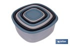 SET DE 7 FIAMBRERAS CUADRADAS APILABLES CON TAPA HERMÉTICA | RECIPIENTES DE 220 ML A 3600 ML | APTAS PARA MICROONDAS Y CONGELADOR