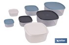 Set de 7 fiambreras cuadradas apilables con tapa hermética | Recipientes de 220 ml a 3600 ml | Aptas para microondas y congelador - Cofan