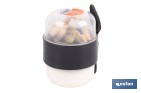Set of 3 overnight oats containers with lid, spoon and inner compartment | Capacity 200 ml + 200 ml | Assorted colours: beige, grey and brown - Cofan