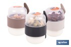 Set of 3 overnight oats containers with lid, spoon and inner compartment | Capacity 200 ml + 200 ml | Assorted colours: beige, grey and brown - Cofan