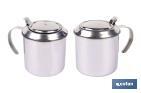 GRASERA DE ACERO INOXIDABLE CON FILTRO DESMONTABLE | CAPACIDAD: 0,75 L | DISPONIBLE CON ICONO PARA ACEITE DE CARNE O DE PESCADO