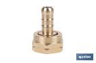 Racord para tubería de gas | Adecuado para regulador de gas 41003096 | Rosca izquierda 21,8 mm | Material: Latón | Medidas: 2,4 cm largo x 3,5 cm alto - Cofan