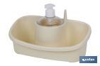 SCOURING PAD HOLDER WITH WASHING UP LIQUID DISPENSER | BEIGE OR LIGHT GREY | SIZE: 26 X 13 16.5CM