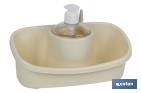 Dispenser per sapone con porta-spugna | Beige o grigio chiaro | Dimensioni: 26 x 13 x 16,5 cm - Cofan