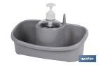 Dispenser per sapone con porta-spugna | Beige o grigio chiaro | Dimensioni: 26 x 13 x 16,5 cm - Cofan