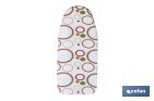 FUNDA PARA TABLA DE PLANCHAR ACOLCHADA | MATERIAL: ALGODÓN Y MULETÓN | MEDIDAS 140 X 60 CM | ESTAMPADO DE CÍRCULOS DE COLORES