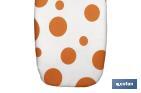 Padded cotton ironing board cover | Size: 140 x 60cm | White print with polka dots - Cofan