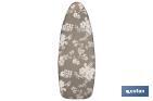 Padded cotton ironing board cover | Size: 140 x 60cm | Grey print with flowers - Cofan