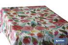 ROULEAU DE NAPPE EN TISSU RÉSINÉ AVEC IMPRESSION FLORALE