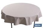 MANTEL REDONDO ANTIMANCHAS CONFECCIONADO EN JACQUARD CON TEJIDO RESINADO | DISEÑO DE PÉTALOS SOBRE BEIGE | MATERIALES: 50% ALGODÓN Y 50% POLIÉSTER | DIFERENTES MEDIDAS
