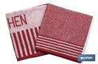 Pack of 2 tea towels | Size: 50 x 50cm | Red and white | Cabernet Model - Cofan