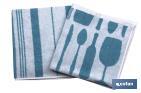 PACK DE 2 PAÑOS DE COCINA | MEDIDA 50 X 50 CM | COLOR AZUL CON ESTAMPADO | MODELO MALBEC