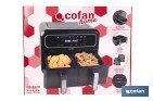Freidora de aire dual | Pantalla táctil | 8 programas preestablecidos | Acabado inteligente | Capacidad: 8 litros | Potencia: 1700 W - Cofan
