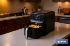 Freidora de Aire Digital de 5 Litros | Ventana de visualización con luz + pantalla táctil en color + rejilla para tostar pan | Bajo Consumo 1500W | 8 Programas - Cofan