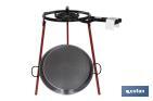 SET OF PAELLA PAN + BURNER + STAND | POLISHED STEEL PAELLA PAN INCLUDED | COMPLETE PACK