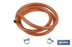 KIT OF BUTANE GAS WITH CLAMPS | FLEXIBLE HOSE PIPE OF 1.5M | ORANGE