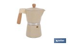 Cafetera italiana inducción | Capacidad: 6 tazas | Cuerpo de aluminio | Mangos de madera | Apta para todo tipo de fuegos | Disponible en diferentes colores - Cofan