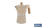 Cafetera italiana inducción | Capacidad: 6 tazas | Cuerpo de aluminio | Mangos de madera | Apta para todo tipo de fuegos | Disponible en diferentes colores - Cofan