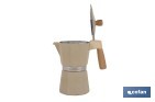 Cafetera italiana inducción | Capacidad: 6 tazas | Cuerpo de aluminio | Mangos de madera | Apta para todo tipo de fuegos | Disponible en diferentes colores - Cofan