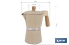 Cafetera italiana inducción | Capacidad: 6 tazas | Cuerpo de aluminio | Mangos de madera | Apta para todo tipo de fuegos | Disponible en diferentes colores - Cofan