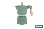 Cafetera italiana inducción | Capacidad: 6 tazas | Cuerpo de aluminio | Mangos de madera | Apta para todo tipo de fuegos | Disponible en diferentes colores - Cofan