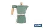 Cafetera italiana inducción | Capacidad: 6 tazas | Cuerpo de aluminio | Mangos de madera | Apta para todo tipo de fuegos | Disponible en diferentes colores - Cofan