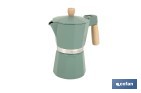 Cafetera italiana inducción | Capacidad: 6 tazas | Cuerpo de aluminio | Mangos de madera | Apta para todo tipo de fuegos | Disponible en diferentes colores - Cofan