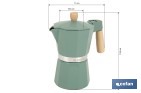 Cafetera italiana inducción | Capacidad: 6 tazas | Cuerpo de aluminio | Mangos de madera | Apta para todo tipo de fuegos | Disponible en diferentes colores - Cofan