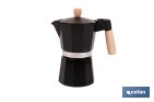 Cafetera italiana inducción | Capacidad: 6 tazas | Cuerpo de aluminio | Mangos de madera | Apta para todo tipo de fuegos | Disponible en diferentes colores - Cofan
