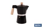Cafetera italiana inducción | Capacidad: 6 tazas | Cuerpo de aluminio | Mangos de madera | Apta para todo tipo de fuegos | Disponible en diferentes colores - Cofan