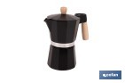 Cafetera italiana inducción | Capacidad: 6 tazas | Cuerpo de aluminio | Mangos de madera | Apta para todo tipo de fuegos | Disponible en diferentes colores - Cofan