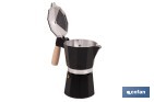 Cafetera italiana inducción | Capacidad: 6 tazas | Cuerpo de aluminio | Mangos de madera | Apta para todo tipo de fuegos | Disponible en diferentes colores - Cofan