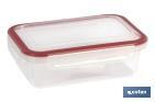 Fiambrera rectangular | Con tapa en color rojo | Capacidad para 1,4 litros | Apta para microondas, congelador y lavavajillas - Cofan