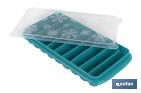 Rectangular ice cube tray with lid | Turquoise | Size: 12.5 x 26 x 4cm - Cofan