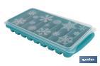 Rectangular ice cube tray with lid | Turquoise | Size: 12.5 x 26 x 4cm - Cofan