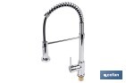 Grifo de cocina monomando con rociador | Caño giratorio 360° | Cuerpo de latón | Medidas: ø5 x 48 x 22 cm | Disponible en acabado cromado - Cofan