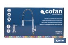 Grifo de cocina monomando con rociador | Caño giratorio 360° | Cuerpo de latón | Medidas: ø5 x 48 x 22 cm | Disponible en acabado cromado - Cofan