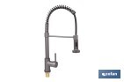 GRIFO DE COCINA MONOMANDO CON ROCIADOR | CAÑO GIRATORIO 360° | CUERPO DE LATÓN | MEDIDAS: Ø5 X 48 X 22 CM | DISPONIBLE EN GRIS ANTRACITA METALIZADO