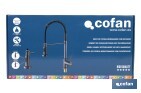 Grifo de cocina monomando con rociador | Caño giratorio 360° | Cuerpo de latón | Medidas: ø5 x 48 x 22 cm | Disponible en gris antracita metalizado - Cofan