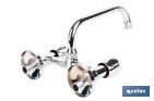 Grifo mezclador de pared con acabado cromado | Adecuado para cocina y lavadero | Disponible en diferentes distancias entre ejes - Cofan