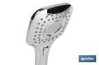 Chrome-plated hand-held shower head | Pushbutton with 3 spray modes | Size: 26 x 11cm - Cofan