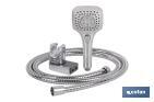 SQUARED SHOWER KIT | WITH 3 SPRAY MODES (HANDHELD SHOWER HEAD + SHOWER HOSE + BRACKET) | CHROME-PLATED ABS HANDHELD SHOWER HEAD