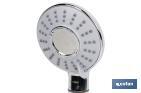 Ionic shower head with red and grey mineral stones | 3 spray settings: rainfall, jetting, massage | Stainless steel and ABS - Cofan