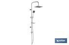 Squared shower column | 1 Spray mode | Hand-held shower head + Shower hose + Sliding rail + Overhead shower head + Soap dish - Cofan