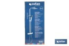 Shower column with single-handle tap | Square overhead shower head | Adjustable in height - Cofan