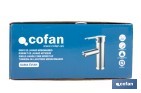 Grifo monomando para lavabo con acabado cromado | Incluye latiguillos de acero inoxidable | Gama Évian - Cofan